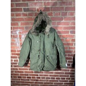 Alpha Industries Jacket Cold Weather N-3B Parka Fur Hood Zip Military Men Medium
